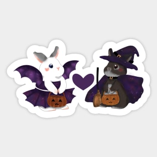 Bat and witch Bunny _ Bunniesmee Halloween Edition Sticker